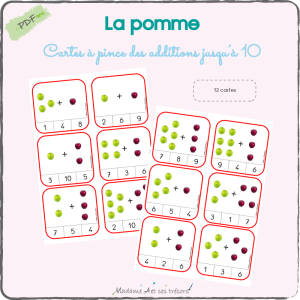 La pomme - Cartes des additions jusqu'à 10