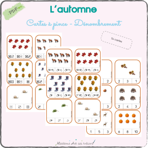 L'automne - Cartes à pince - Dénombrement
