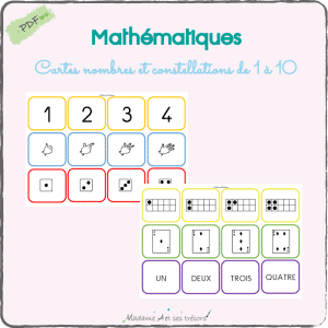 Cartes nombres et constellations de 1 à 10