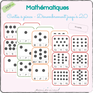 Cartes à pince - Dénombrement jusqu'à 20