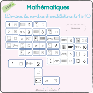 Dominos des nombres et constellations de 1 à 10